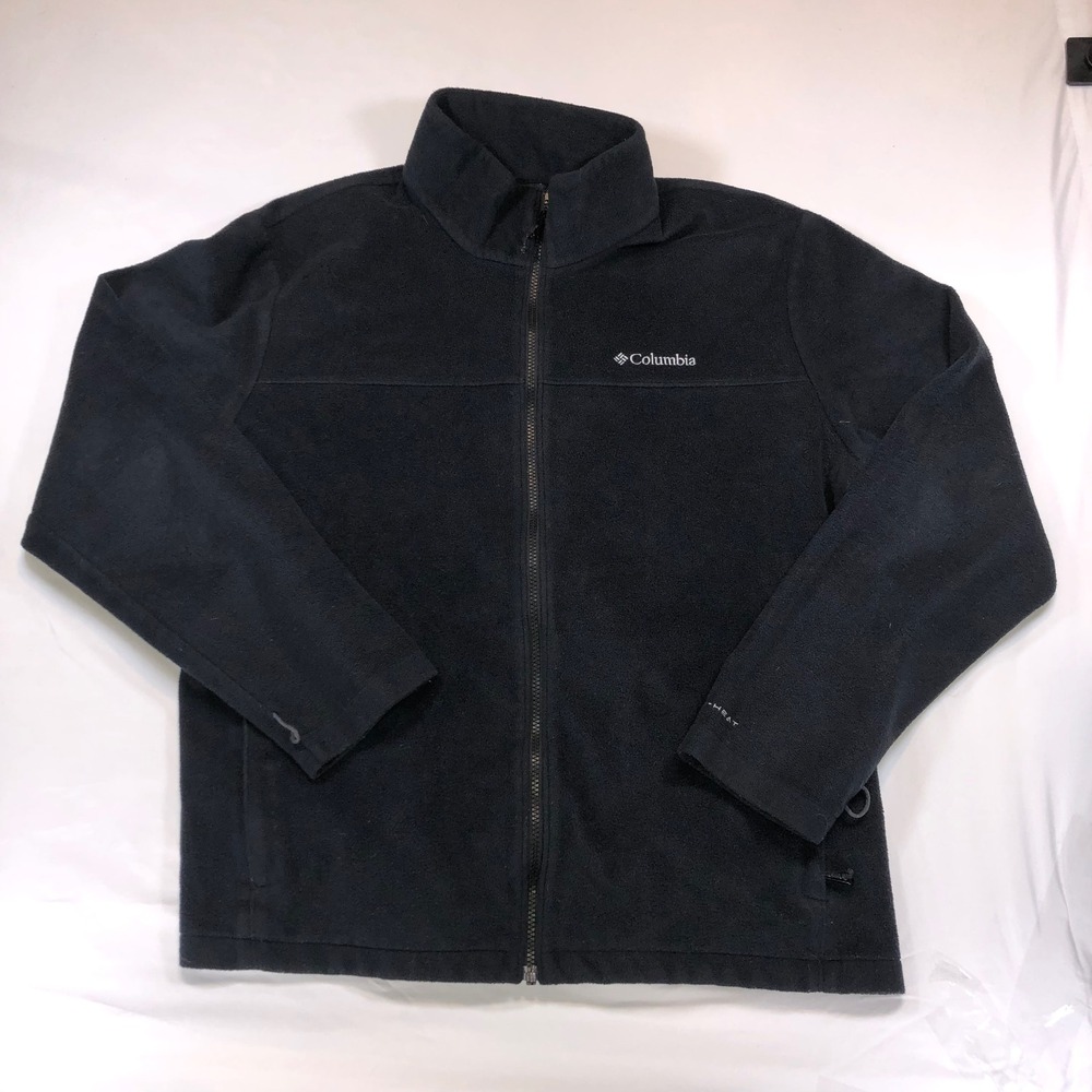 Columbia Sportswear Mens XL Black Full Zip Fleece Jacket Mock Neck Mesh Lined